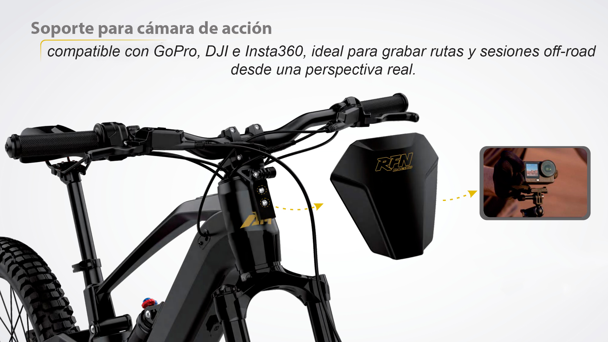 Soporte para cámara de acción bicicleta eléctrica RFN EVO PRO